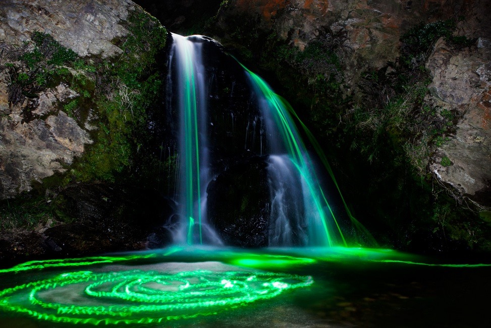 neon waterfalls exposure Long