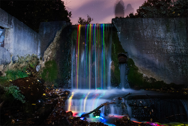 neon waterfalls exposure Long