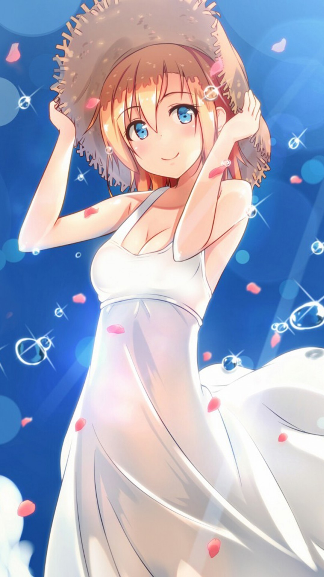 anime White swimsuit hair girl