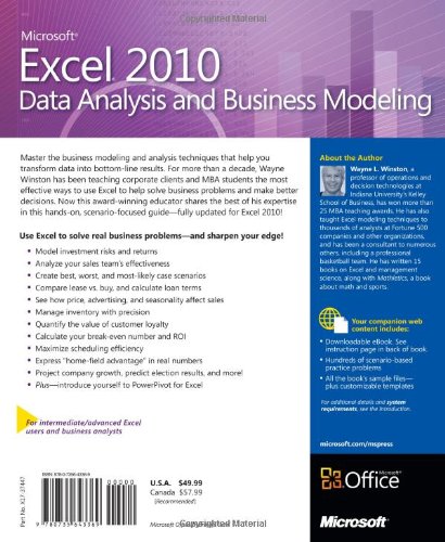 modeling business analysis Microsoft excel data and